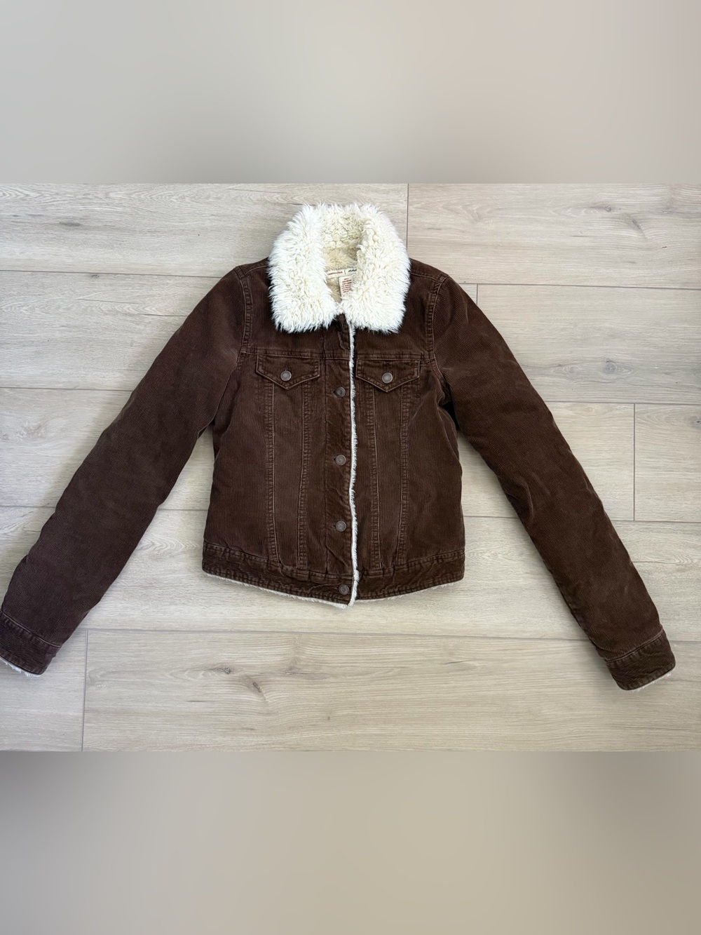 Vintage Y2K Abercrombie & Fitch Brown Corduroy Sherpa Lined Jacket XS